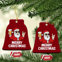 Merry Christmas Funny Santa Drinking Beer Ceramic Ornament - Wonder Print Shop