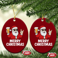 Merry Christmas Funny Santa Drinking Beer Ceramic Ornament - Wonder Print Shop