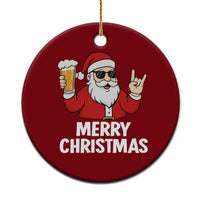 Merry Christmas Funny Santa Drinking Beer Ceramic Ornament - Wonder Print Shop