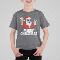 Merry Christmas Funny Santa Drinking Beer T Shirt For Kid - Wonder Print Shop