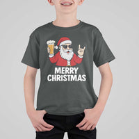 Merry Christmas Funny Santa Drinking Beer T Shirt For Kid - Wonder Print Shop
