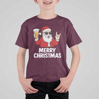 Merry Christmas Funny Santa Drinking Beer T Shirt For Kid - Wonder Print Shop