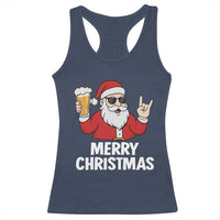 Merry Christmas Funny Santa Drinking Beer Racerback Tank Top - Wonder Print Shop