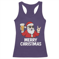 Merry Christmas Funny Santa Drinking Beer Racerback Tank Top - Wonder Print Shop