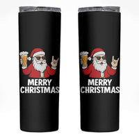 Merry Christmas Funny Santa Drinking Beer Skinny Tumbler - Wonder Print Shop