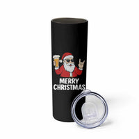 Merry Christmas Funny Santa Drinking Beer Skinny Tumbler - Wonder Print Shop