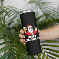 Merry Christmas Funny Santa Drinking Beer Skinny Tumbler - Wonder Print Shop