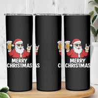 Merry Christmas Funny Santa Drinking Beer Skinny Tumbler - Wonder Print Shop