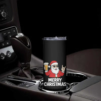 Merry Christmas Funny Santa Drinking Beer Skinny Tumbler - Wonder Print Shop