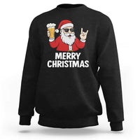 Merry Christmas Funny Santa Drinking Beer Sweatshirt - Wonder Print Shop