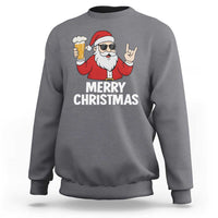 Merry Christmas Funny Santa Drinking Beer Sweatshirt - Wonder Print Shop