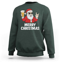 Merry Christmas Funny Santa Drinking Beer Sweatshirt - Wonder Print Shop