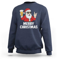 Merry Christmas Funny Santa Drinking Beer Sweatshirt - Wonder Print Shop