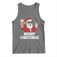 Merry Christmas Funny Santa Drinking Beer Tank Top - Wonder Print Shop