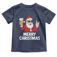 Merry Christmas Funny Santa Drinking Beer Toddler T Shirt - Wonder Print Shop