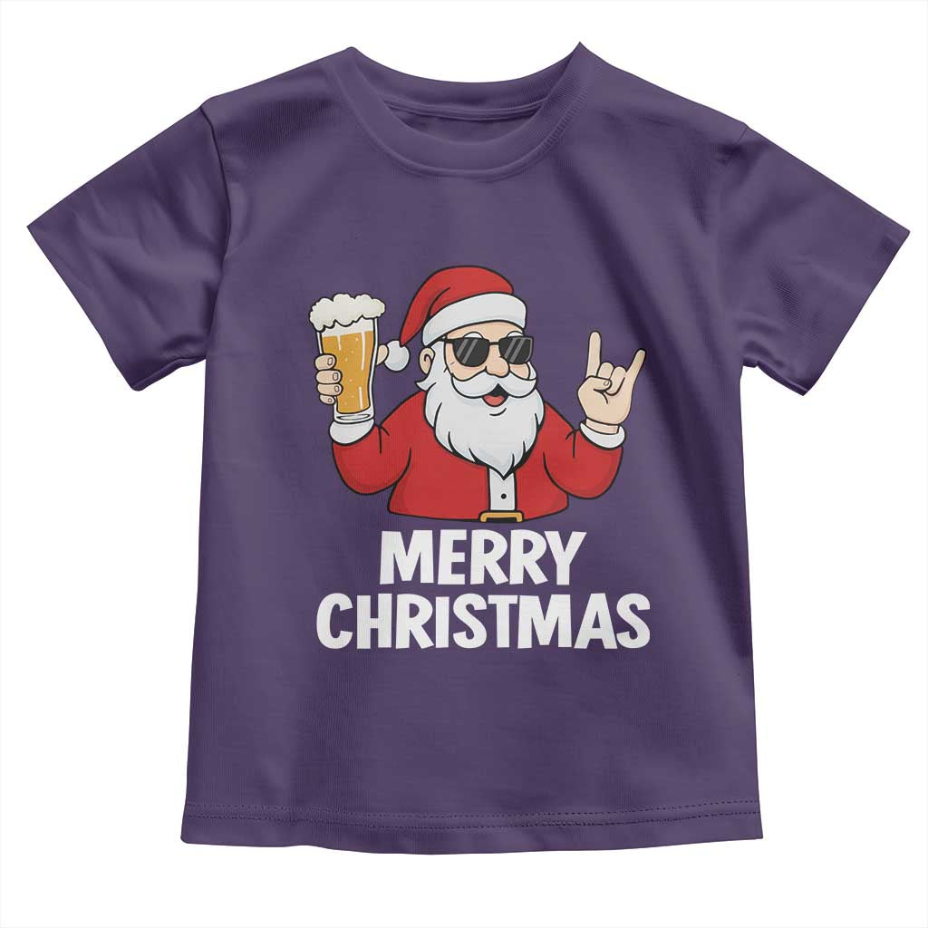 Merry Christmas Funny Santa Drinking Beer Toddler T Shirt - Wonder Print Shop