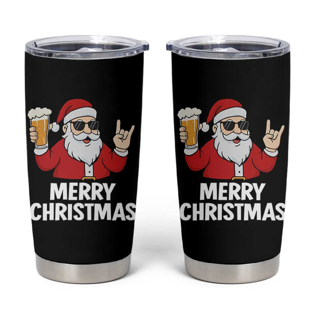 Merry Christmas Funny Santa Drinking Beer Tumbler Cup - Wonder Print Shop