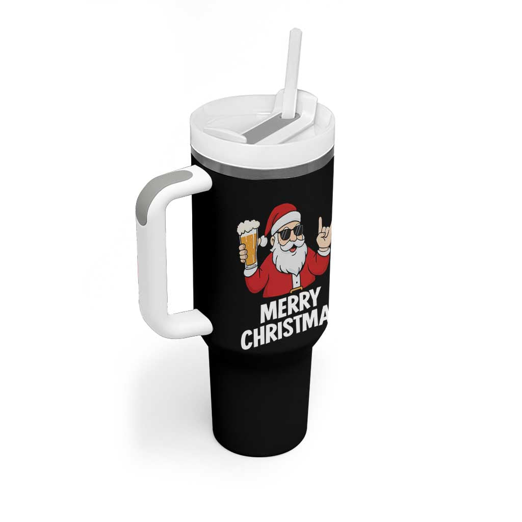 Merry Christmas Funny Santa Drinking Beer Tumbler With Handle - Wonder Print Shop