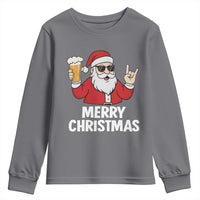 Merry Christmas Funny Santa Drinking Beer Youth Sweatshirt - Wonder Print Shop