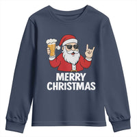 Merry Christmas Funny Santa Drinking Beer Youth Sweatshirt - Wonder Print Shop