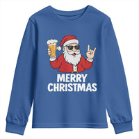 Merry Christmas Funny Santa Drinking Beer Youth Sweatshirt - Wonder Print Shop