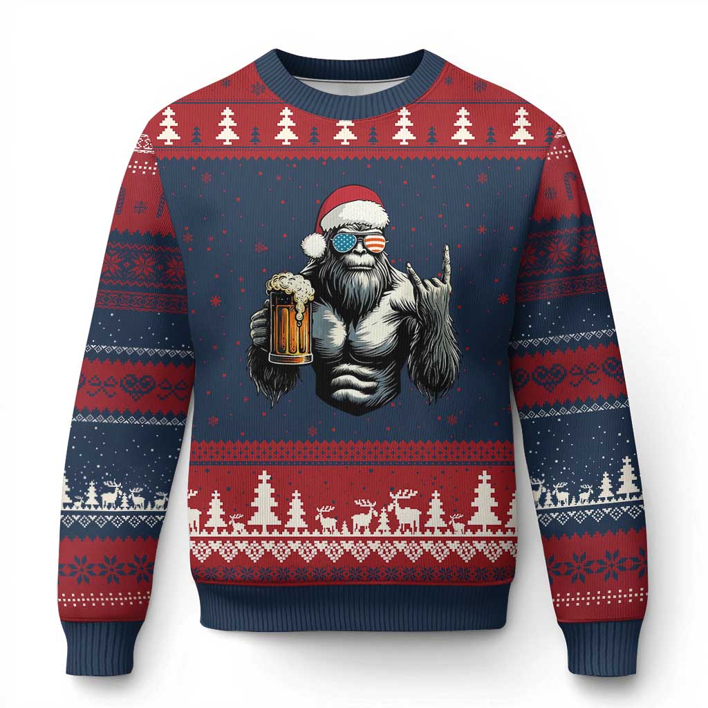 Bigfoot Xmas Ugly Christmas Sweater Most Wonderful Xmas Sasquatch Beer - Wonder Print Shop