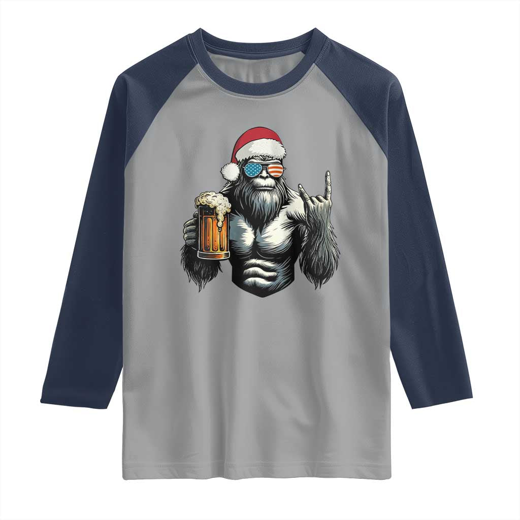 Bigfoot Christmas Raglan Shirt Most Wonderful Xmas Sasquatch Beer - Wonder Print Shop