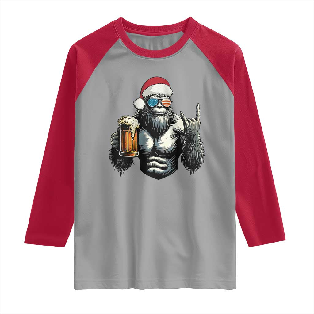 Bigfoot Christmas Raglan Shirt Most Wonderful Xmas Sasquatch Beer - Wonder Print Shop