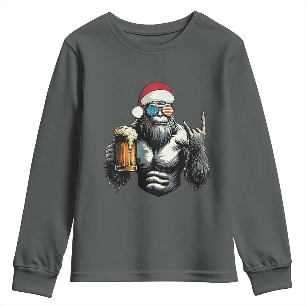 Bigfoot Christmas Youth Sweatshirt Most Wonderful Xmas Sasquatch Beer - Wonder Print Shop
