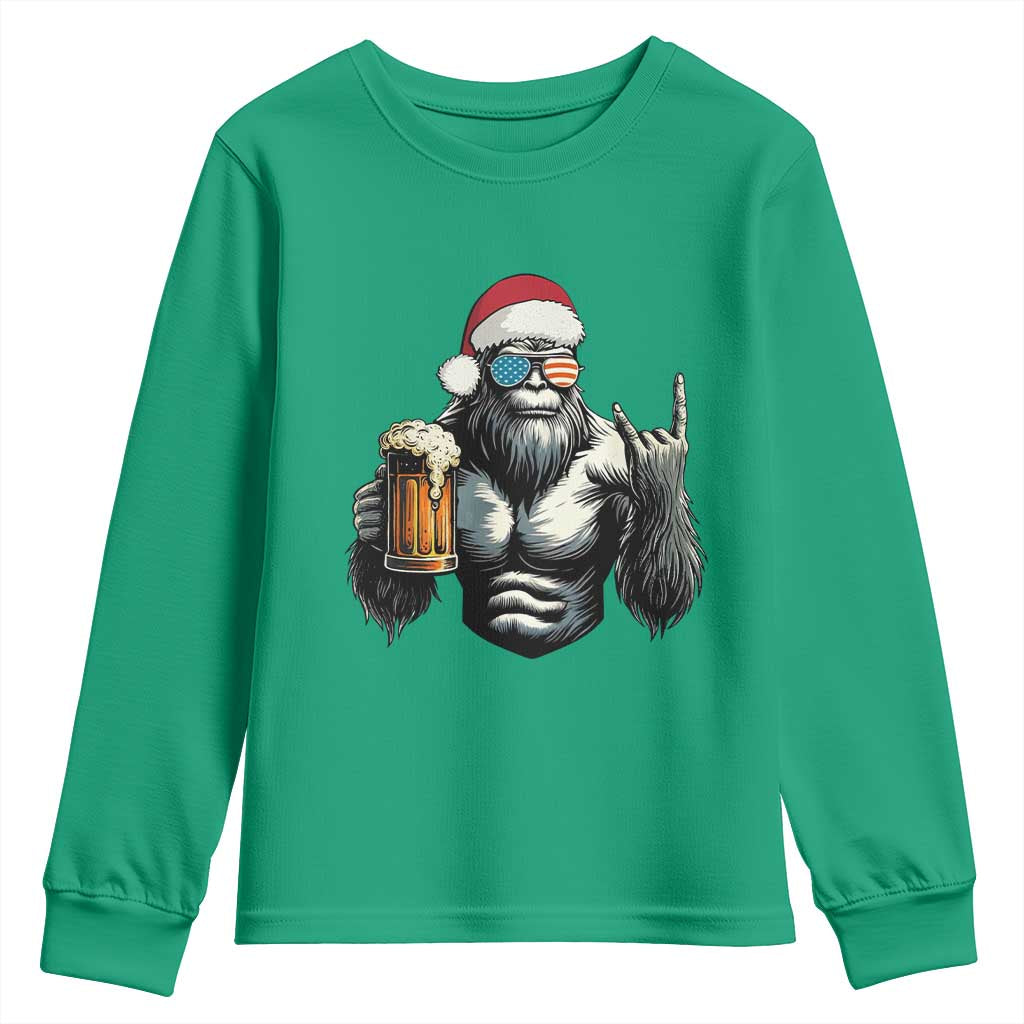 Bigfoot Christmas Youth Sweatshirt Most Wonderful Xmas Sasquatch Beer - Wonder Print Shop