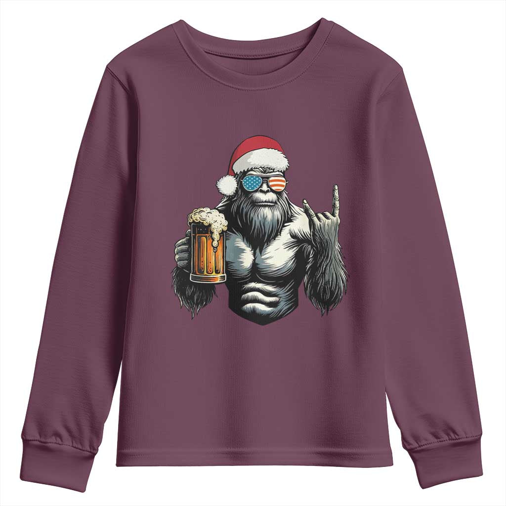 Bigfoot Christmas Youth Sweatshirt Most Wonderful Xmas Sasquatch Beer - Wonder Print Shop