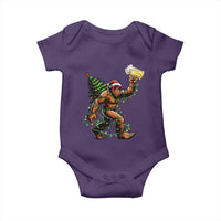Santa Bigfoot Christmas Tree Baby Onesie Xmas Lights Funny Sasquatch Beer - Wonder Print Shop