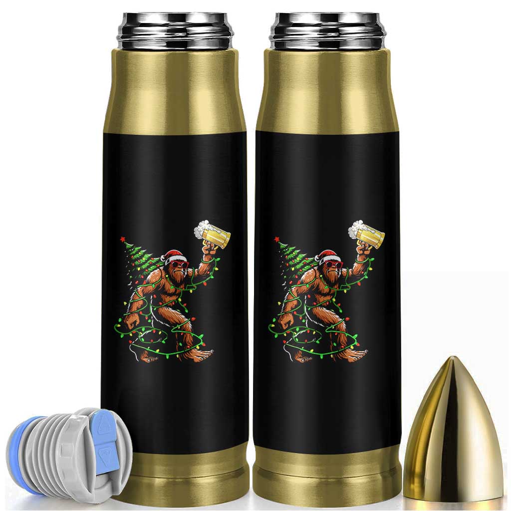 Santa Bigfoot Christmas Tree Bullet Tumbler Xmas Lights Funny Sasquatch Beer - Wonder Print Shop