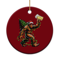 Santa Bigfoot Christmas Tree Ceramic Ornament Xmas Lights Funny Sasquatch Beer - Wonder Print Shop