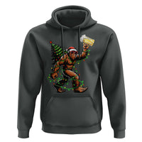 Santa Bigfoot Christmas Tree Hoodie Xmas Lights Funny Sasquatch Beer - Wonder Print Shop