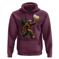 Santa Bigfoot Christmas Tree Hoodie Xmas Lights Funny Sasquatch Beer - Wonder Print Shop
