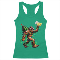 Santa Bigfoot Christmas Tree Racerback Tank Top Xmas Lights Funny Sasquatch Beer - Wonder Print Shop