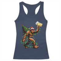 Santa Bigfoot Christmas Tree Racerback Tank Top Xmas Lights Funny Sasquatch Beer - Wonder Print Shop