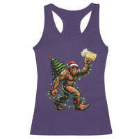 Santa Bigfoot Christmas Tree Racerback Tank Top Xmas Lights Funny Sasquatch Beer - Wonder Print Shop