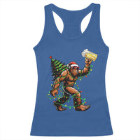 Santa Bigfoot Christmas Tree Racerback Tank Top Xmas Lights Funny Sasquatch Beer - Wonder Print Shop