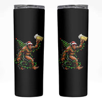 Santa Bigfoot Christmas Tree Skinny Tumbler Xmas Lights Funny Sasquatch Beer - Wonder Print Shop