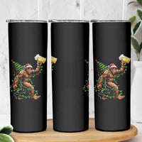 Santa Bigfoot Christmas Tree Skinny Tumbler Xmas Lights Funny Sasquatch Beer - Wonder Print Shop