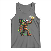 Santa Bigfoot Christmas Tree Tank Top Xmas Lights Funny Sasquatch Beer - Wonder Print Shop