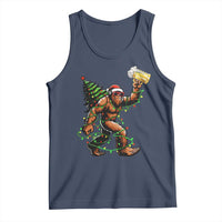 Santa Bigfoot Christmas Tree Tank Top Xmas Lights Funny Sasquatch Beer - Wonder Print Shop