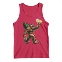 Santa Bigfoot Christmas Tree Tank Top Xmas Lights Funny Sasquatch Beer - Wonder Print Shop