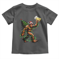 Santa Bigfoot Christmas Tree Toddler T Shirt Xmas Lights Funny Sasquatch Beer - Wonder Print Shop