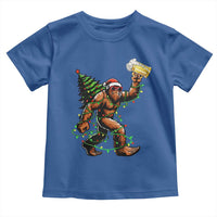Santa Bigfoot Christmas Tree Toddler T Shirt Xmas Lights Funny Sasquatch Beer - Wonder Print Shop