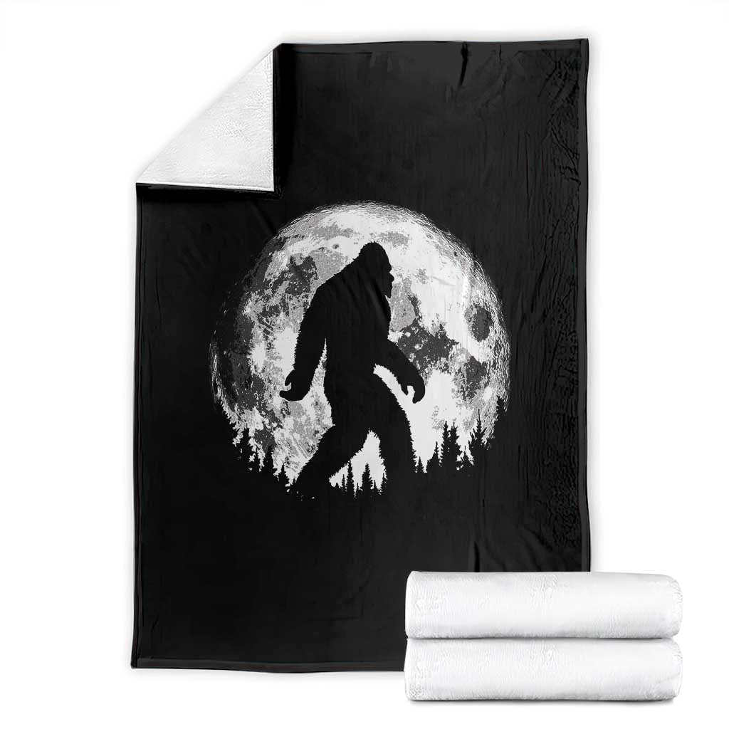 Bigfoot Night Stroll Throw Blanket Cool Full Moon & Trees Sasquatch - Wonder Print Shop