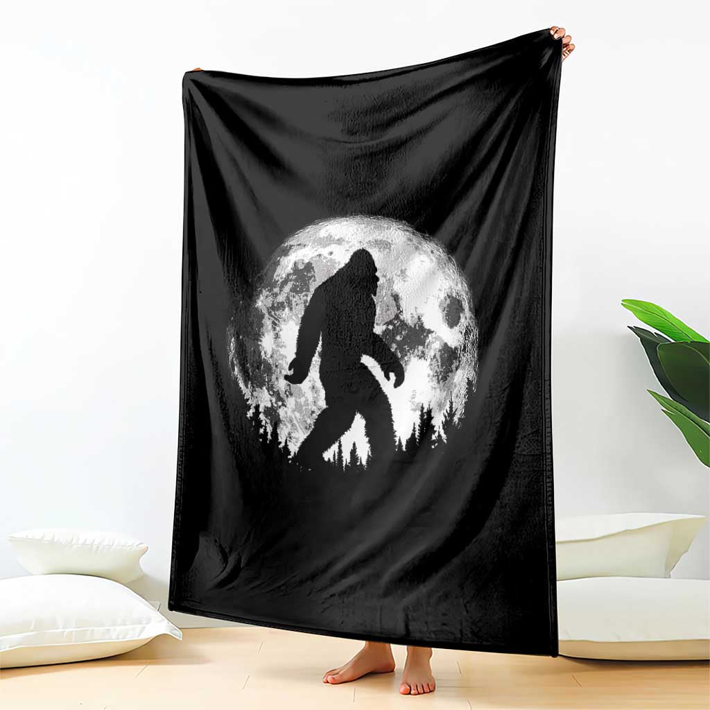 Bigfoot Night Stroll Throw Blanket Cool Full Moon & Trees Sasquatch - Wonder Print Shop