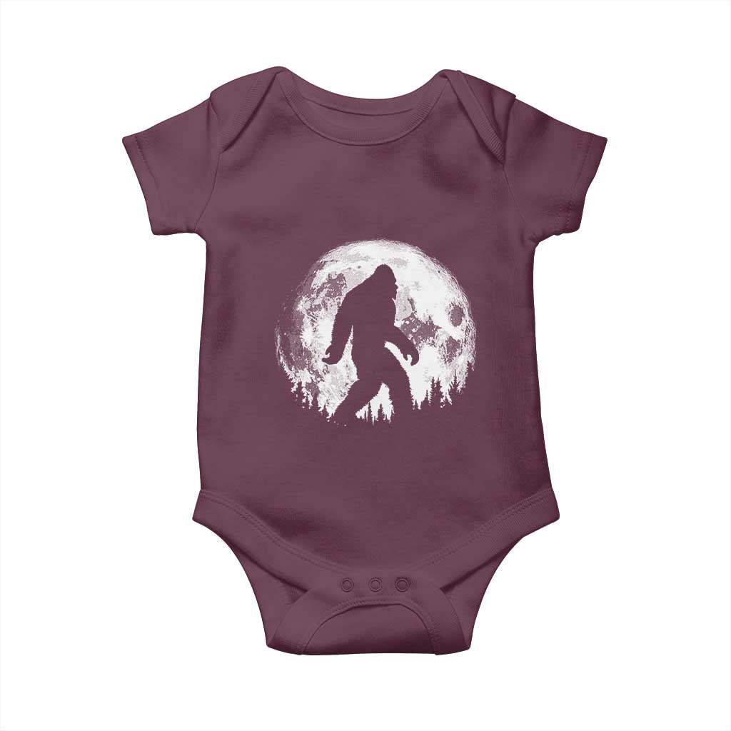 Bigfoot Night Stroll Baby Onesie Cool Full Moon & Trees Sasquatch - Wonder Print Shop